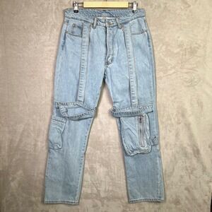 mnml Jeans Mens 31 Light Wash Denim Utility Cargo Carpenter Pants Y2K Streetwear